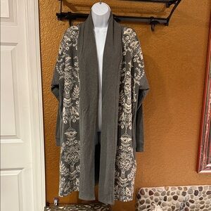 Soft Surroundings Charcoal Heather Duster with Beautiful Embroidery NWT sz 1x